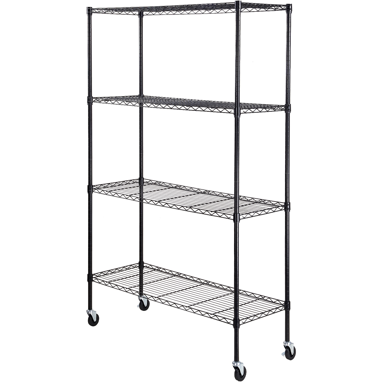 Heavy Duty Metal Storage Shelving Unit With Wheels 4 Tier Rack_voghion.com